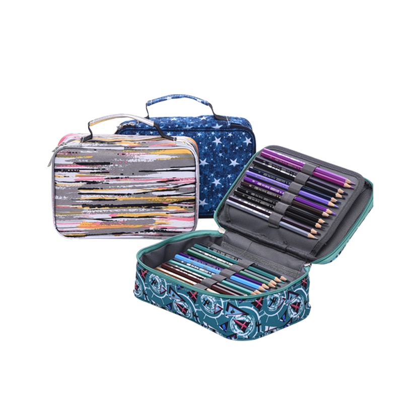 Mini 72 Holes School Pencil Case for Girls Boys Penal Pencilcase Kawaii Canvas Big Pen Box Stationery Kit Large Cartriage Bag