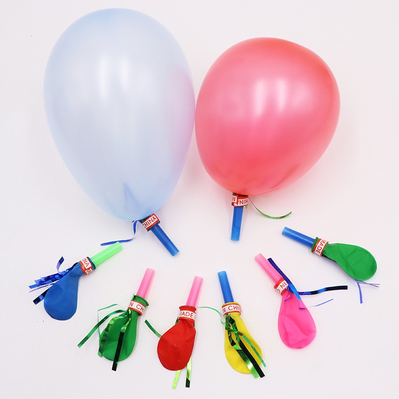 50 pz/lotto fischio palloncino oro fischio palloncino giocattolo suono per bambini all&#39;ingrosso palloncino soffiante forniture per feste di compleanno per bambini