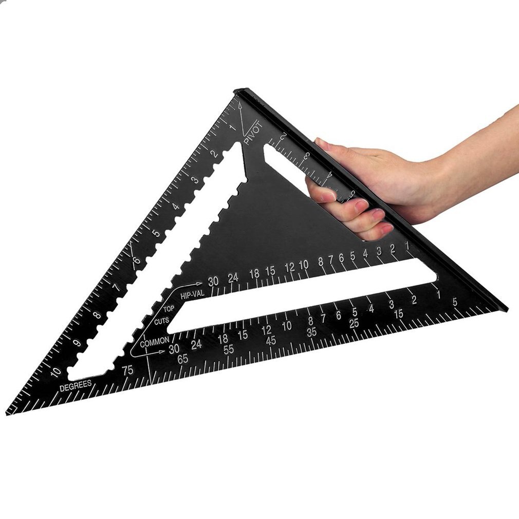 7/12inch Speed Square Metric Aluminum Alloy Triangle Ruler Squares for Measuring Tool Metric Angle Protractor Woodworking Tools