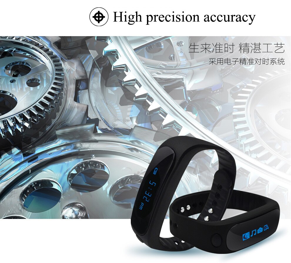 E02 sport smart armband horloge polsband tijd/beller-id/alarm/stappenteller slaapmonitor voor ios & android