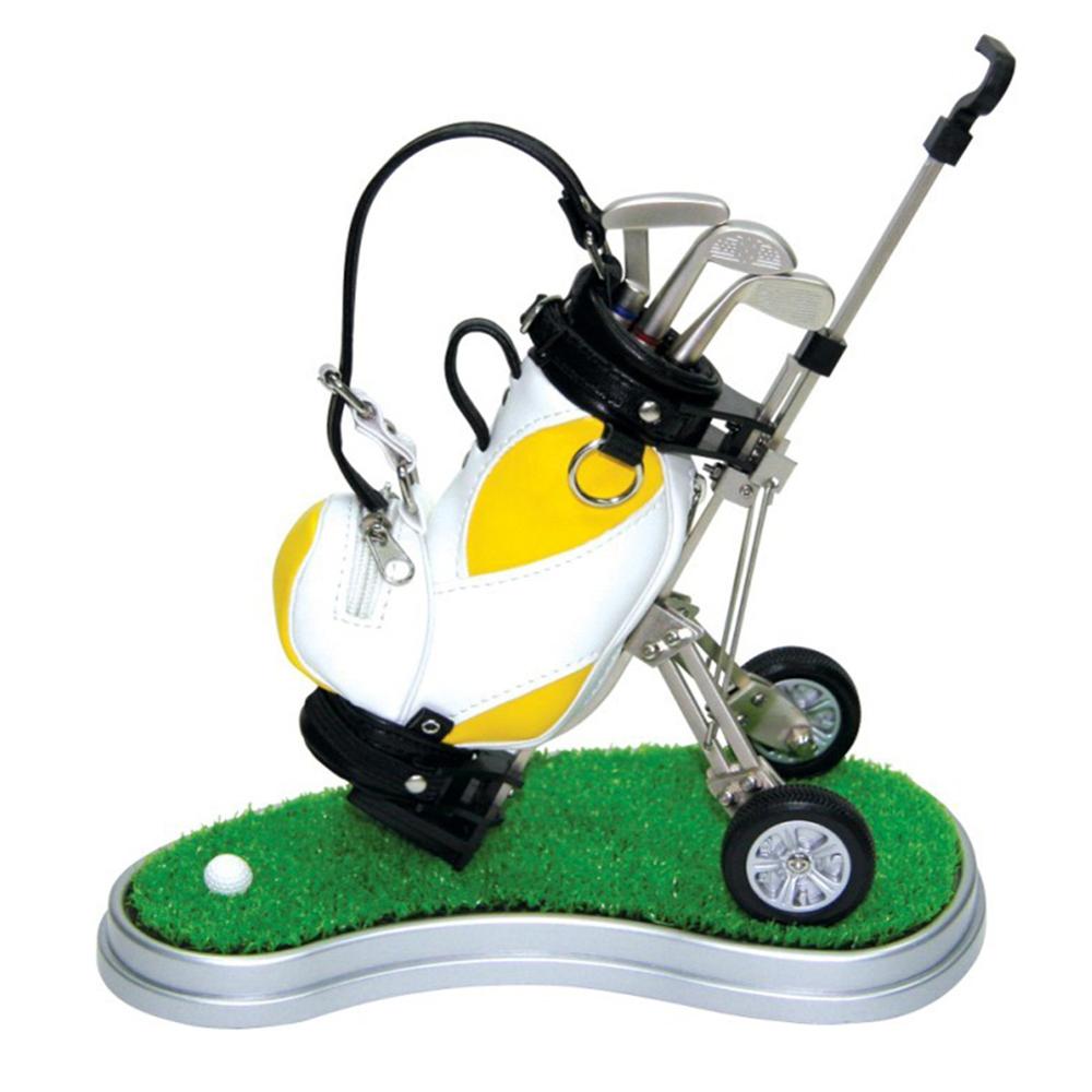 CRESTGOLF Golf Car Contains 3 Parts of Aluminum Pen Golf Bag Penholder Golf Souvenir Golf Car Accessories: white yellow