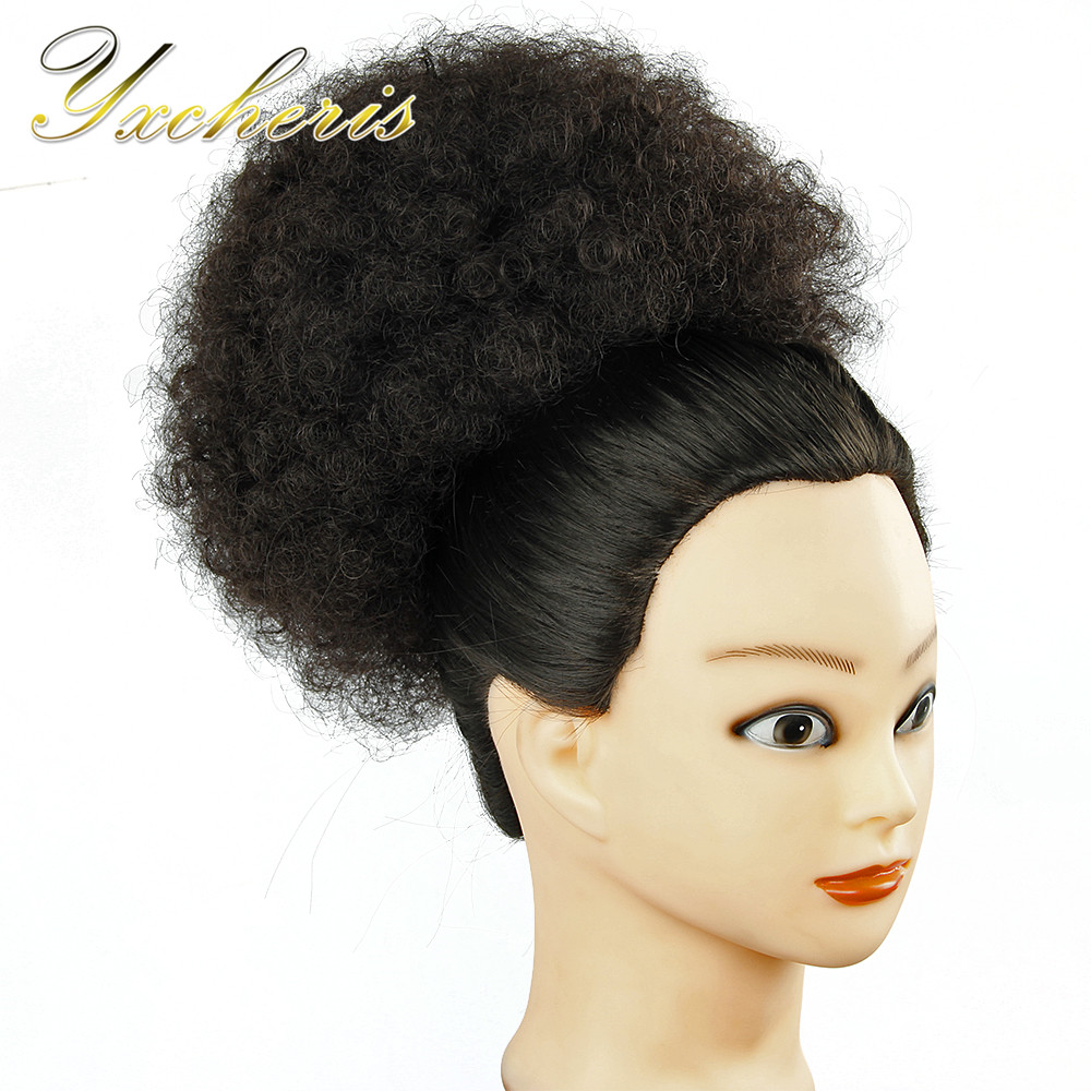 YXCHERISHAIR-moño de pelo sintético Afro rizado degradado, pieza de fibra de alta temperatura, con cordón, extensiones de coleta
