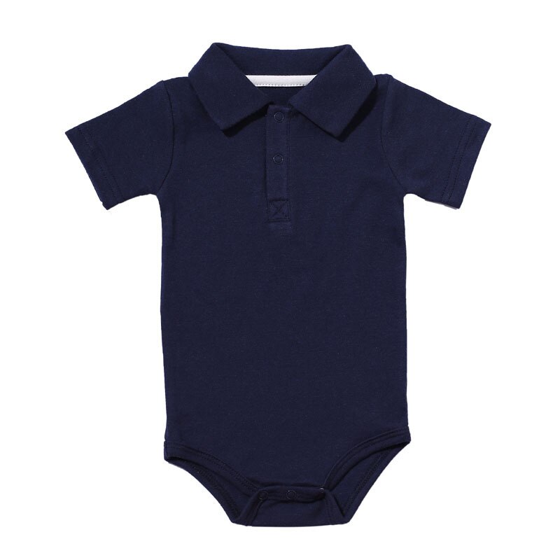 Zomer Baby Boy Kraag Korte Mouw Katoen Driehoek Romper Pasgeboren Baby Kleding: Marineblauw