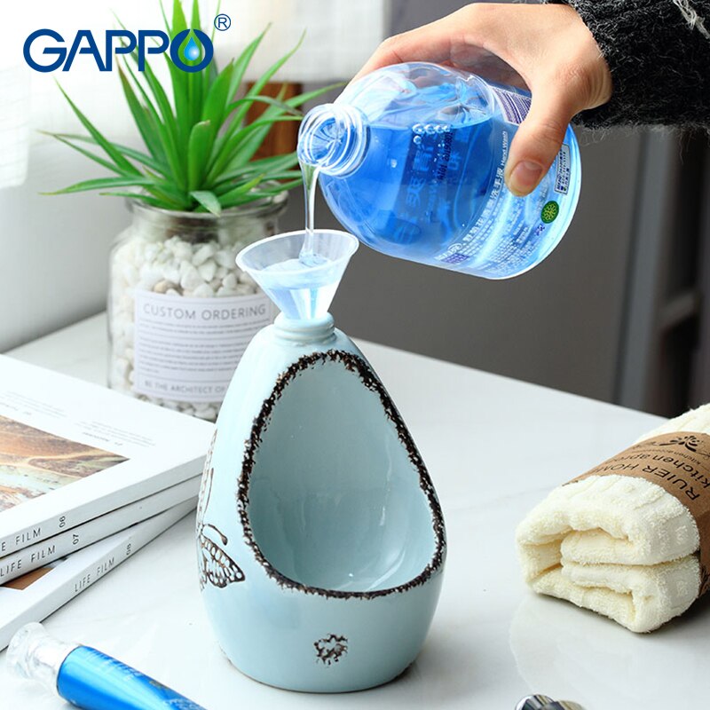 GAPPO liquid soap dispensers Bathroom liquid soap pump Ceramic Emulsion Bottle Bath Ceramic accessories liquid