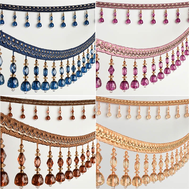 1M Kristal Kralen Gordijn Fringe Kant Kwastje Trim Wide Lint Naaien Ambachtelijke Elegante