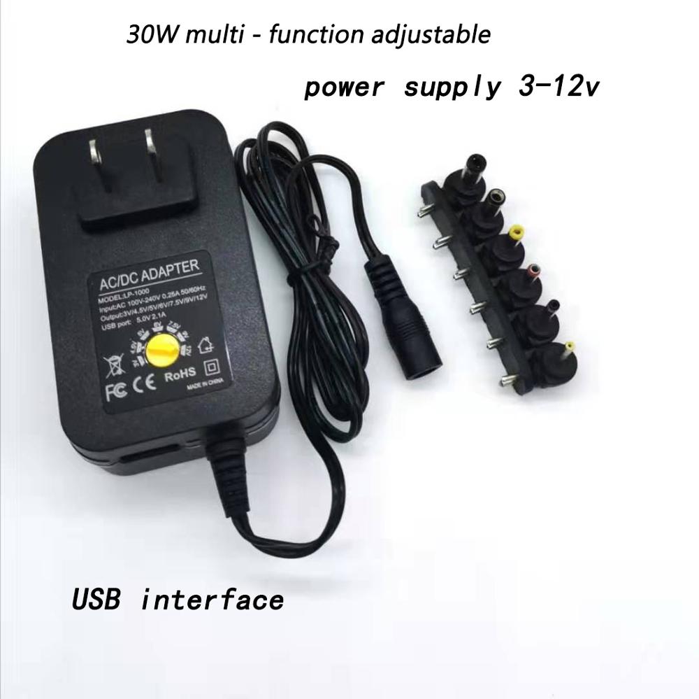 100-240V TO 3V,4.5V,5V,6V,7.5V,9V,12V 30W Universal Adjustable AC/DC Charger Adapter Switching Power Supply +5V USB Port