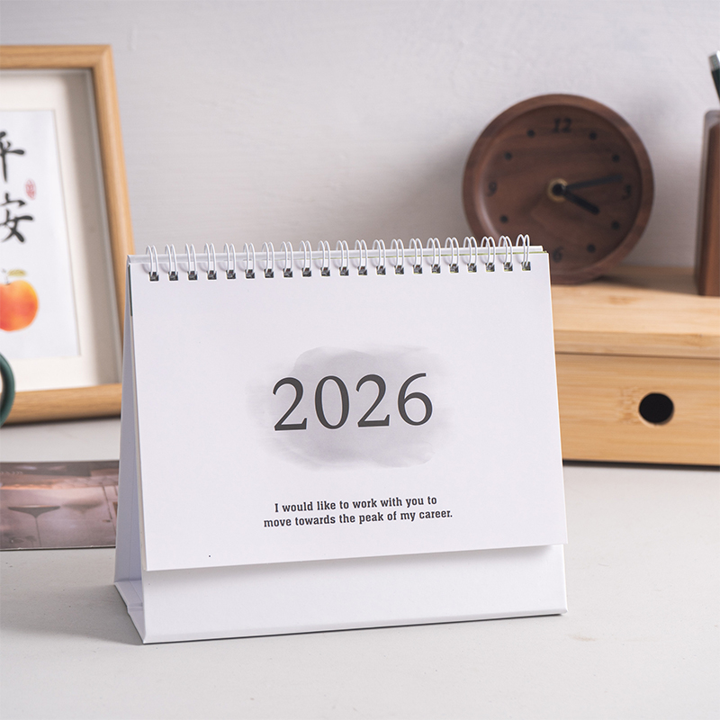 Kalendarz 2026 Prosty Notatnik Planer Miesięczny Dzienny Organizer Zarządzanie Czasem Dekoracja Biurka Domowego Biura Kalendarz Stojący: Ciemnoniebieski