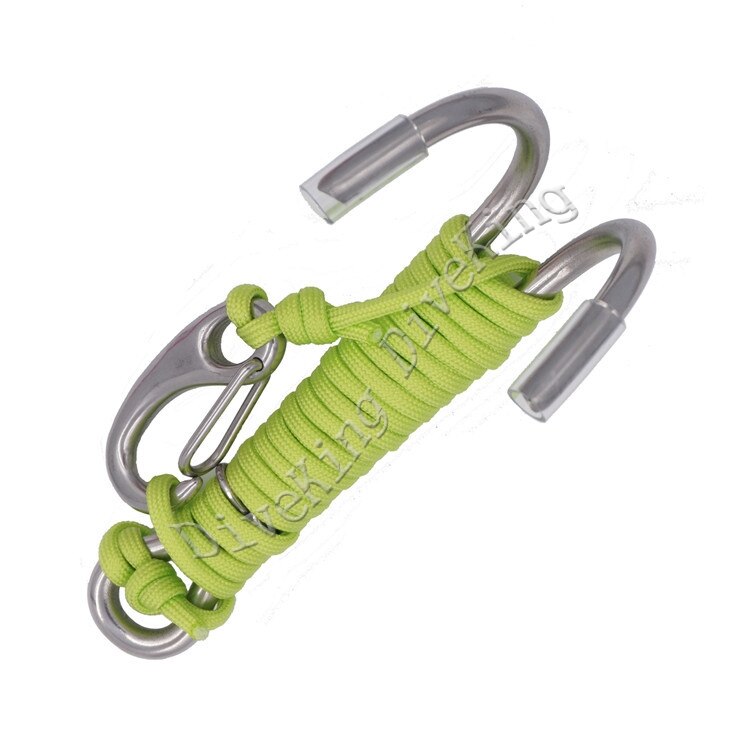 Scuba Diving Double Dual Stainless Steel Reef Drift Hook with Line and clips Hook for Current Dive Underwater: Green