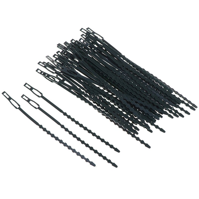 50pcs Black Adjustable Plastic Plant Cable Ties for Garden Tree Climbing Support Reusable Cable Ties