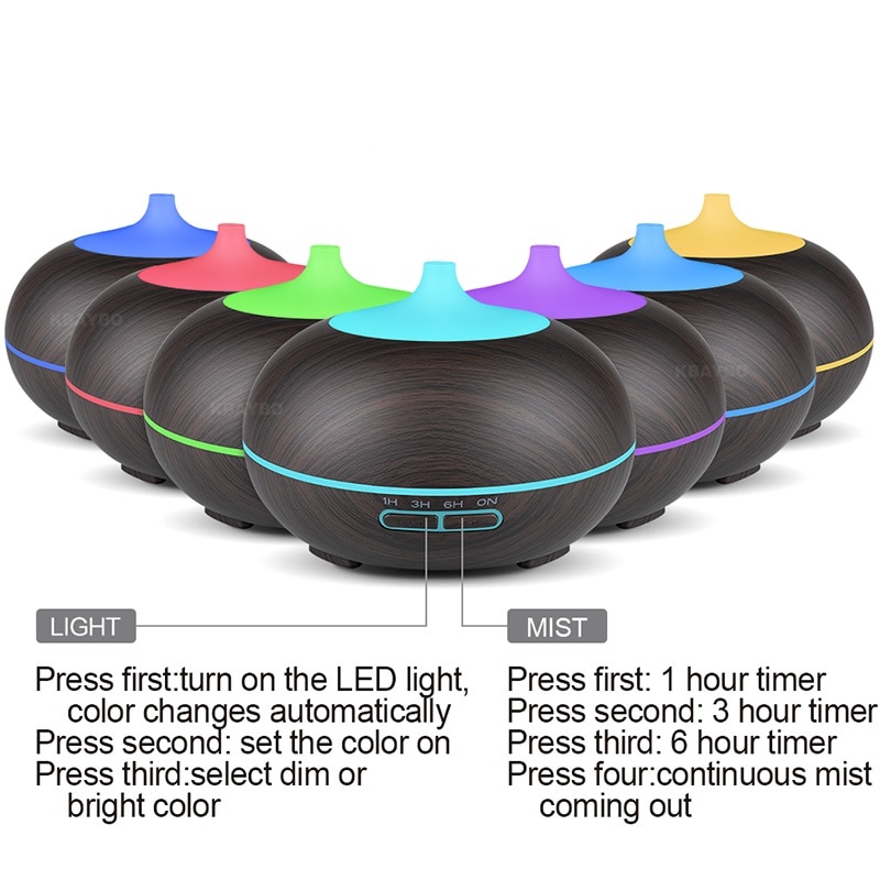 550ml remote control USB aroma oil diffuser wood electric humidifier ultrasonic air humidifier aromatherapy mist maker for home