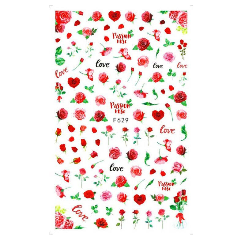 10 Stuks Vlinder Nail Sticker Valentijnsdag Nail Decal Rose Bloem Perzik Hart Vlinder: F629