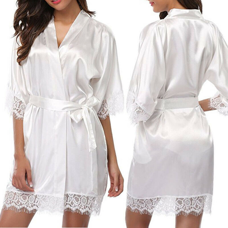 Women Ladies Satin Plain Silk Sleepwear Nightgowns Womens Smooth Pink Red Gold Silver Blue White Black Sleepshirt with Slash