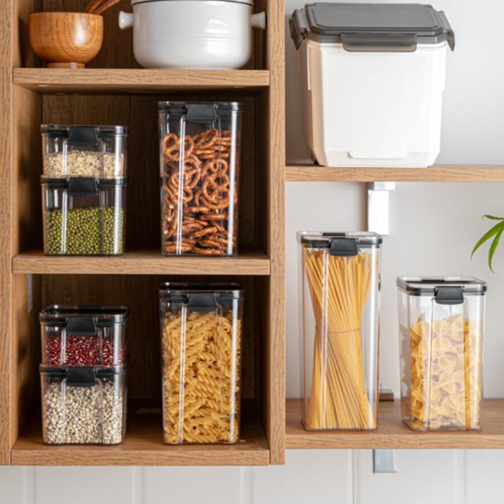 460/700/1300/1800 ML Sealed Cans Food Storage Container Plastic Kitchen Refrigerator Noodle Box Multigrain Storage Tank