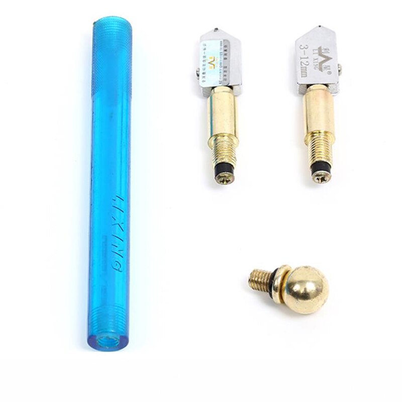 Glass Cutter Diamond Tip Steel Blade Cutting Tool Oil Feed Glass Cutter Antislip Metal Handle 3-12mm 180mm For Hand Glass Cutter