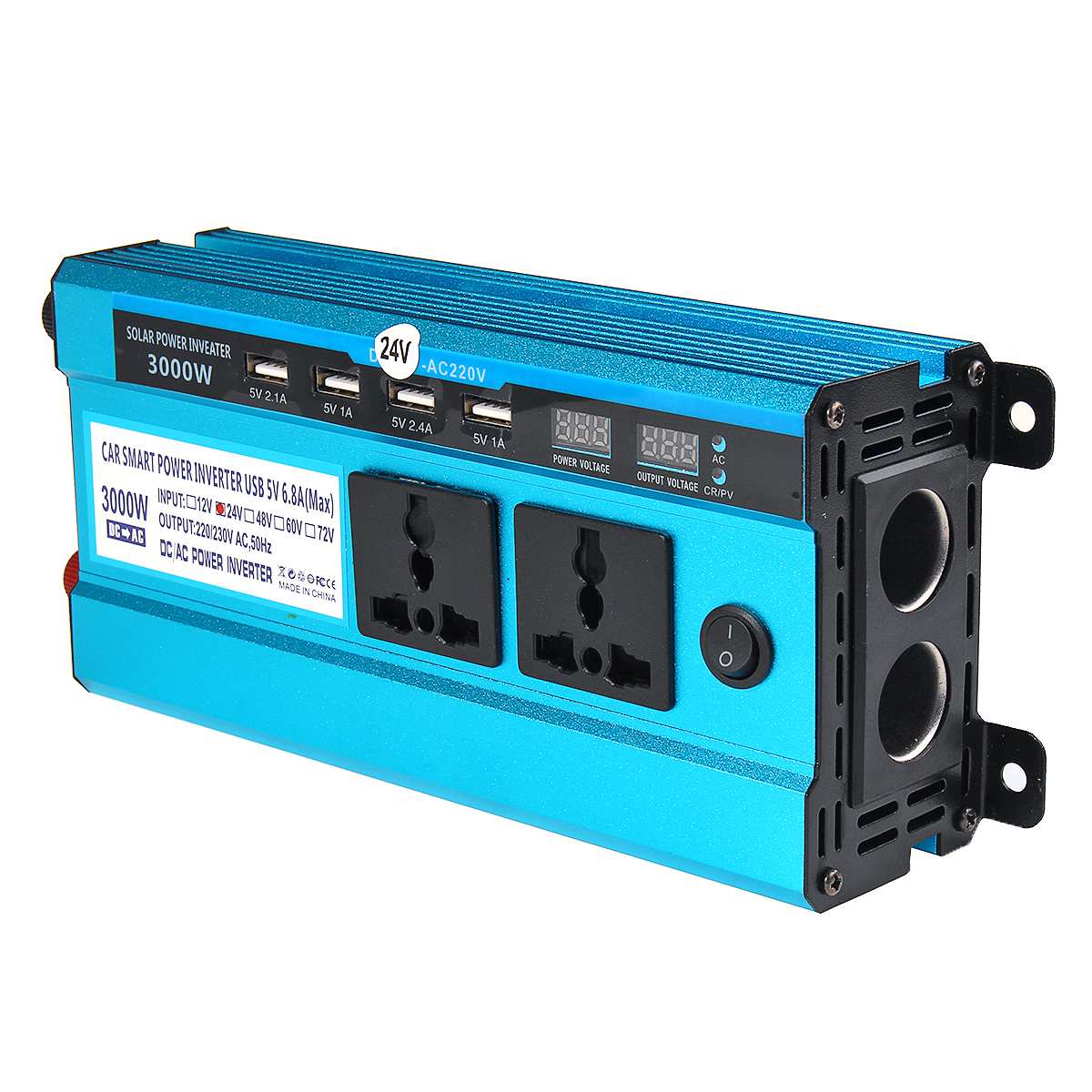 Inverter 12v 220v solenergi inverter 12v 24v 48v to 220v 3000w bil inverter spænding transformer converter 4 usb led display
