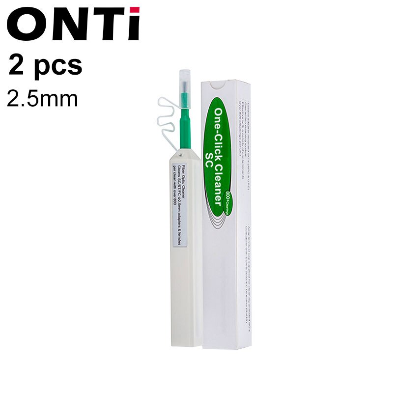 Onti 2Pcs One-Click Cleaner Glasvezel Schoner Pen Reinigt 2.5Mm Sc Fc St En 1.25Mm lc Mu Connector Over 800 Keer: 2pcs 2.5mm