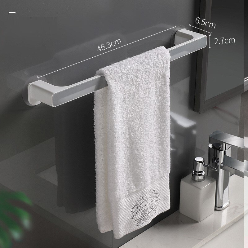 Handdoek Houder Zelfklevende Rack Wall Mounted Handdoeken Hanger Voor Bad Handdoek Bar Plank Rolhouder Opknoping Haak Badkamer organizer: Grey Long Holder