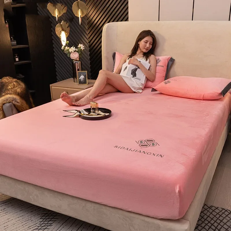 Sábana bajera de franela, Sábana doble de terciopelo, Funda de colchón gruesa, tamaño Queen/King 120/150/180 (funda de almohada vendida por separado)