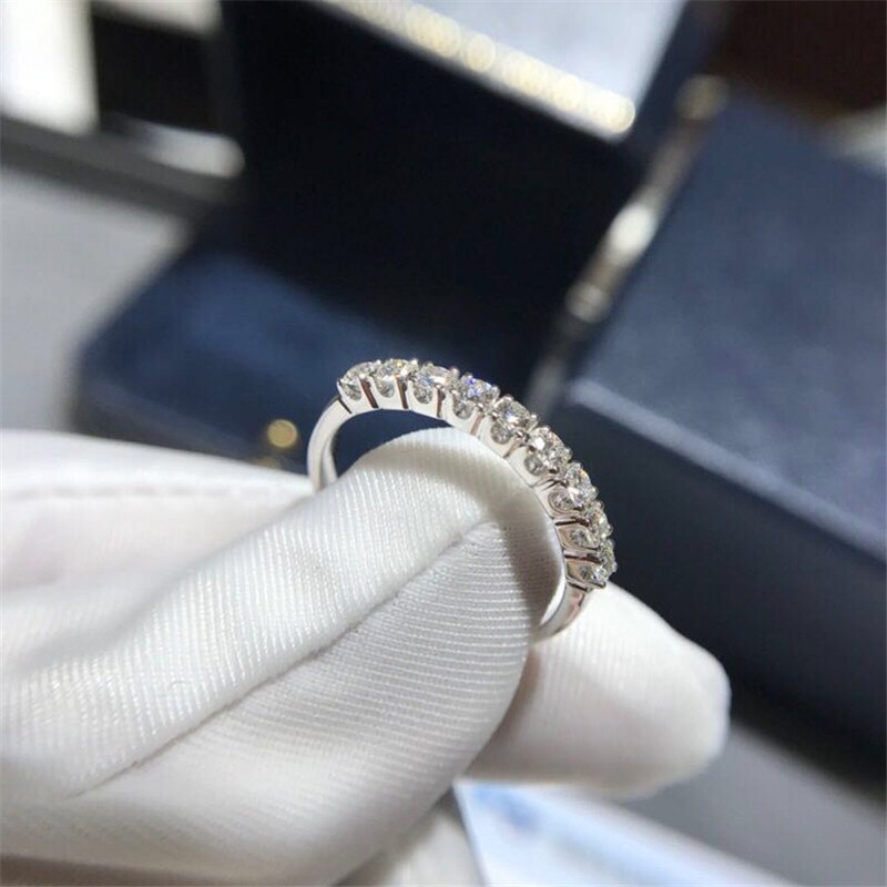 Fedi nuziali CC per donna zirconi cubici placcati oro bianco 18 carati semplice fidanzamento 925 accessori gioielleria raffinata CC3119: 10