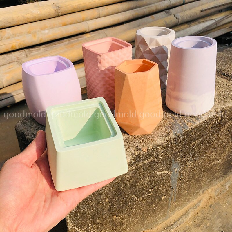 Terrazzo vase betonform unik cement penholder silikone form saftige plantekasser form lys kop form nordisk stil
