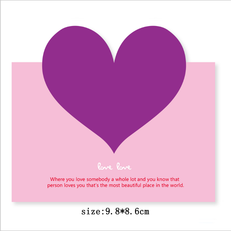 100pcs/pack Big love color card greeting card Valentine's day wedding invitation card heart cardchrismas: J