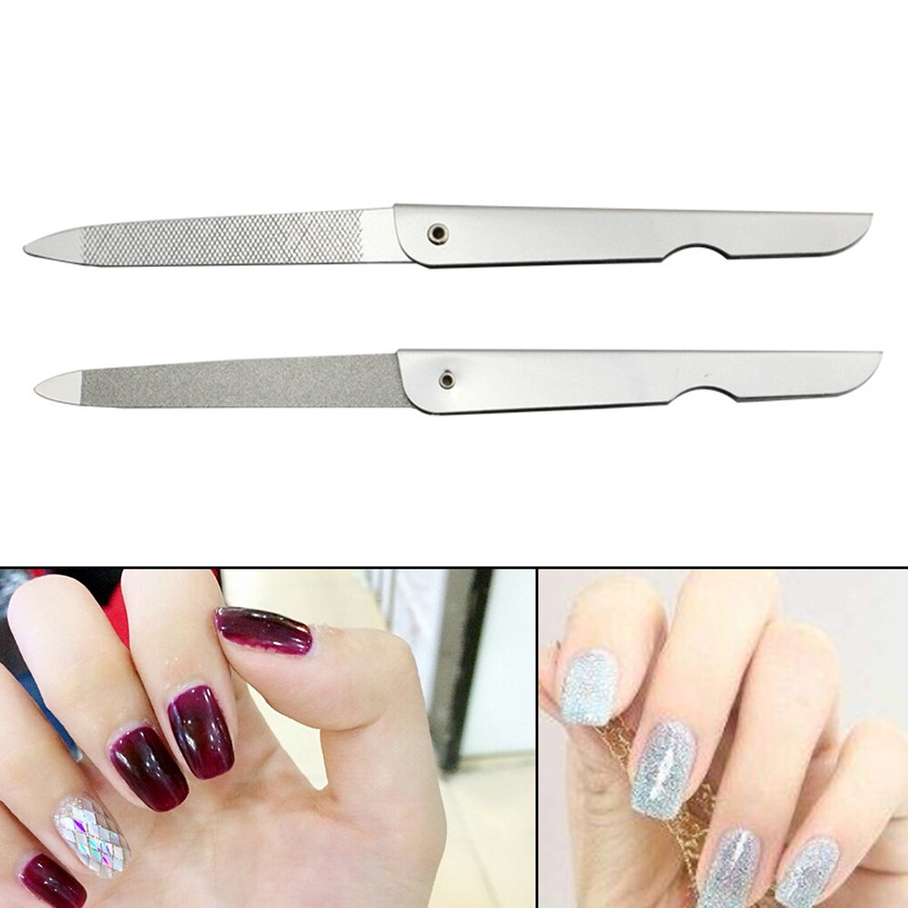 1PC Stainless Steel Nail File Double Side Fold Grinding Rod Manicure Pedicure Scrub Nail Arts Tools Nail Files