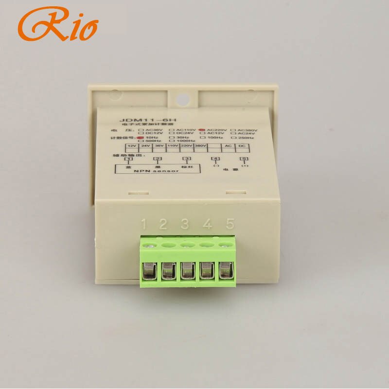 JDM11-6H AC 220V 4 Terminals 6 Digits LED Display Plastic Shell Electronic Voltage Input 0-99999 Accumulate Accumulating Counter