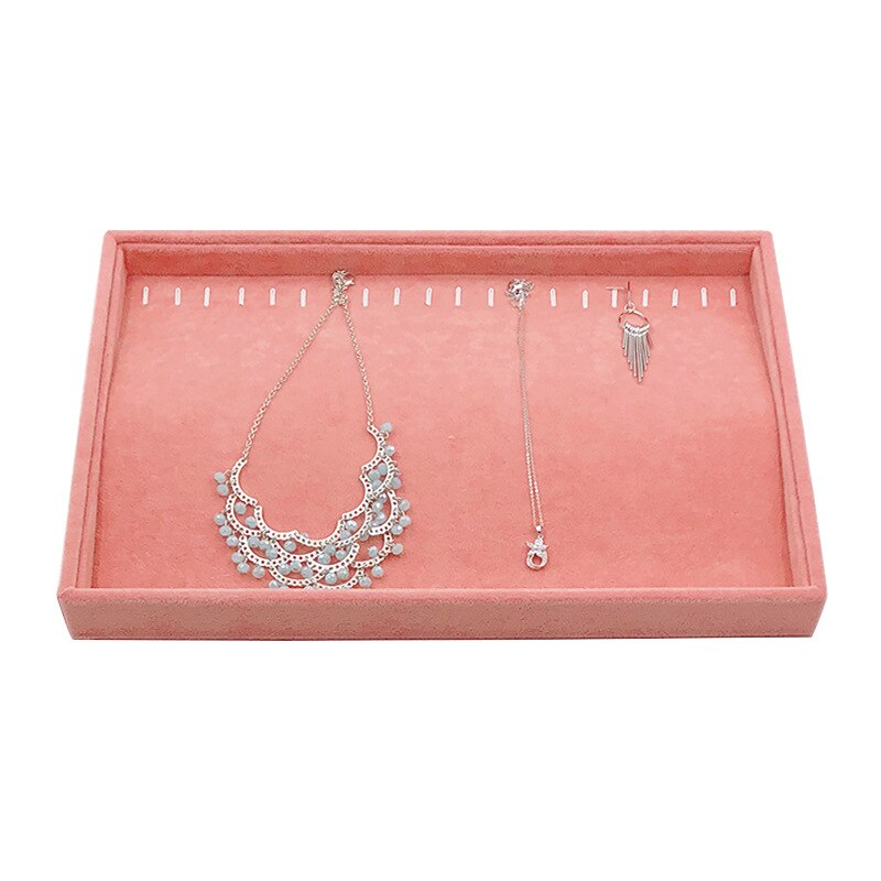 Mode Roze Fluwelen Sieraden Display Lade Ring Oorbel Lade Armband Ketting Hangers Display Organizer Sieraden Opbergvak: Necklace Tray