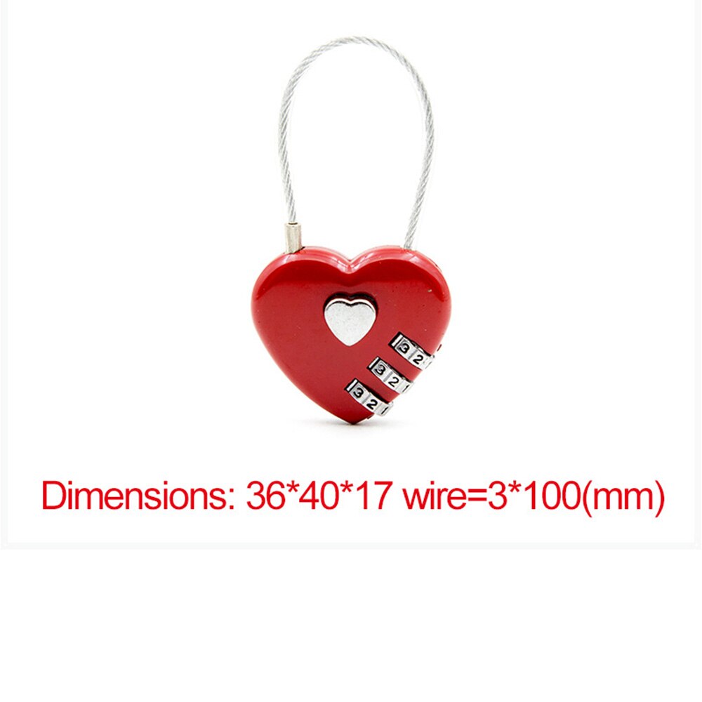 resettable digit combination suitcase password hanging combination lock easy to wear Agilely application: Heart Red