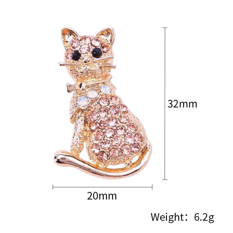 Classique cristal Camel chat chien abeille Animal strass broche broches Antique or métal écharpe épingles bijoux fête vêtements décors: Cat 03