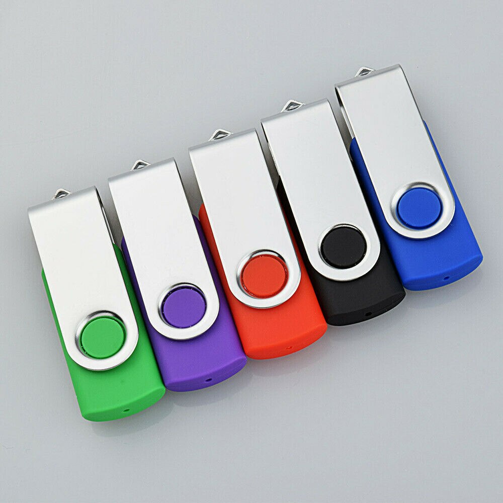 Topesel 5pcs usb flash drives giratória memória vara caneta polegar unidades u disco mix-cor