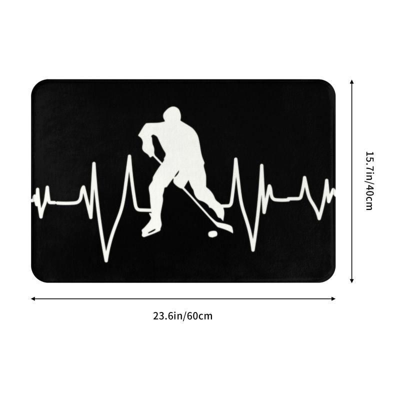 Individuell gestaltete eishockey-herzschlag-fußmatt, rutschfest, für eingangsbereich, küche, Schlecht, wohnzimmer, spielerzimmer, wohnzimmer, fußmatt