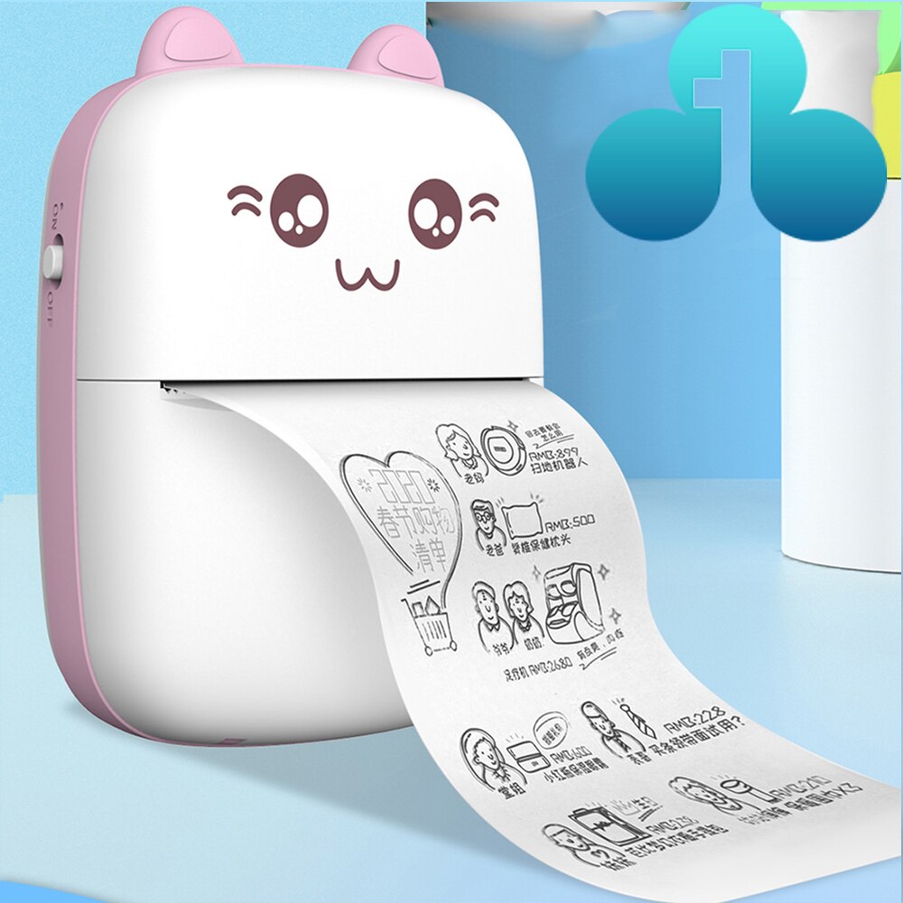Mini Portable Thermal Printer CAT Print Paper Photo Pocket Thermal Printer 58mm Printing Wireless Bluetooth Android IOS Printers