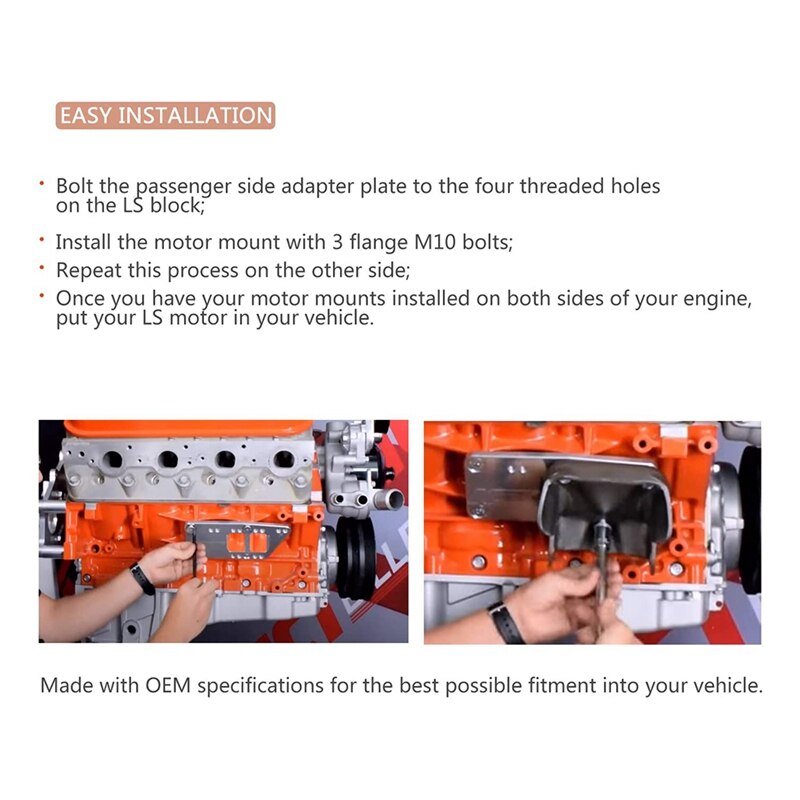 Swap Motor Mounts Adapter Plates for LS Conversion Adjustable Universal Swap Bracket for LS1 LS3 LS2 LQ4 LQ9 LS6 551628