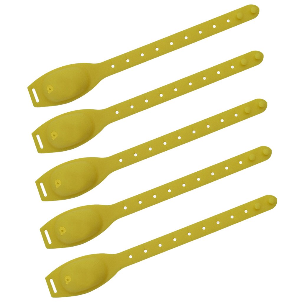 5pc voksne børn flydende armbånd hånddispenser håndvask gel med hel desinficerende håndsprit dispenser flydende håndsprit  p810: Gul