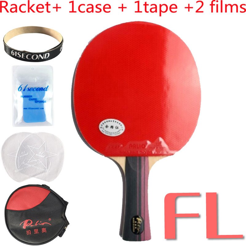 PALIO 3 STERNE Tischtennis Schläger mit CJ8000 Gummi Schwamm Schläger Tasche fallen Original PALIO 3-Stern Kohlenstoff Klingeln pong Schläger Paddel: FL mit YBM Fall