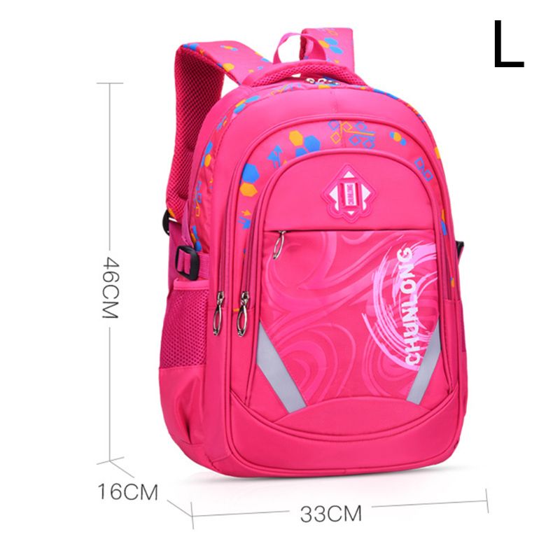 Draagbare Nylon Rugzak Schooltas Rugzak Bookbags Dagrugzak Reflecterende Band: Hot pink L