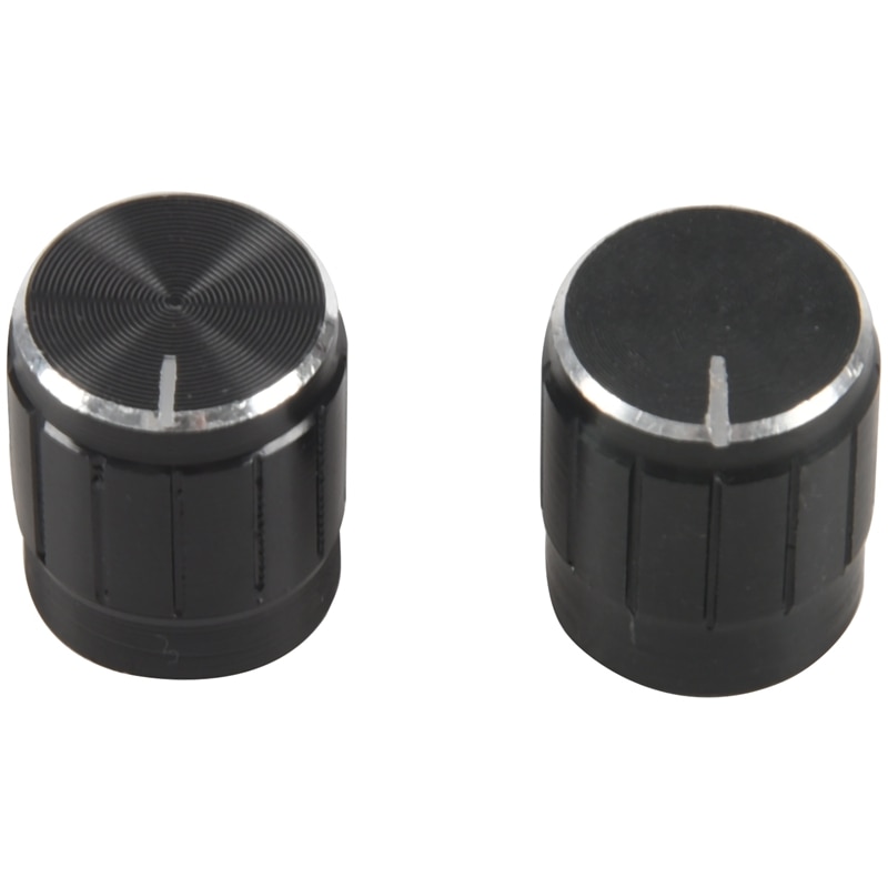 2 st halkfria räfflade handtag potentiometer rattar lock 6mm dia hål svart: Default Title
