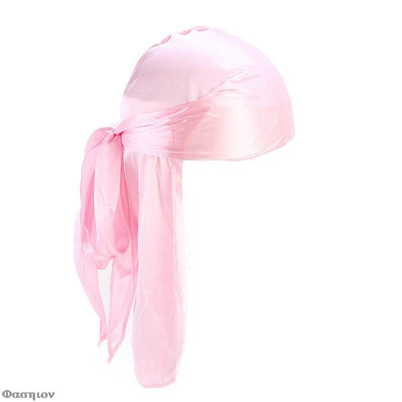 Men&#39;s Satin Durags Bandanna Pink Turban Wigs Pirate Hat Men Silky Durag Headwear Headbands: HT2072PK
