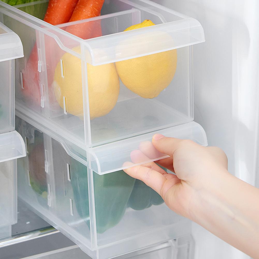 Refrigerator Storage Box Plastic Freezer Food Storage Bins Organizer Pantry Cabinet Transparent Plastic Fresh-keeping Box