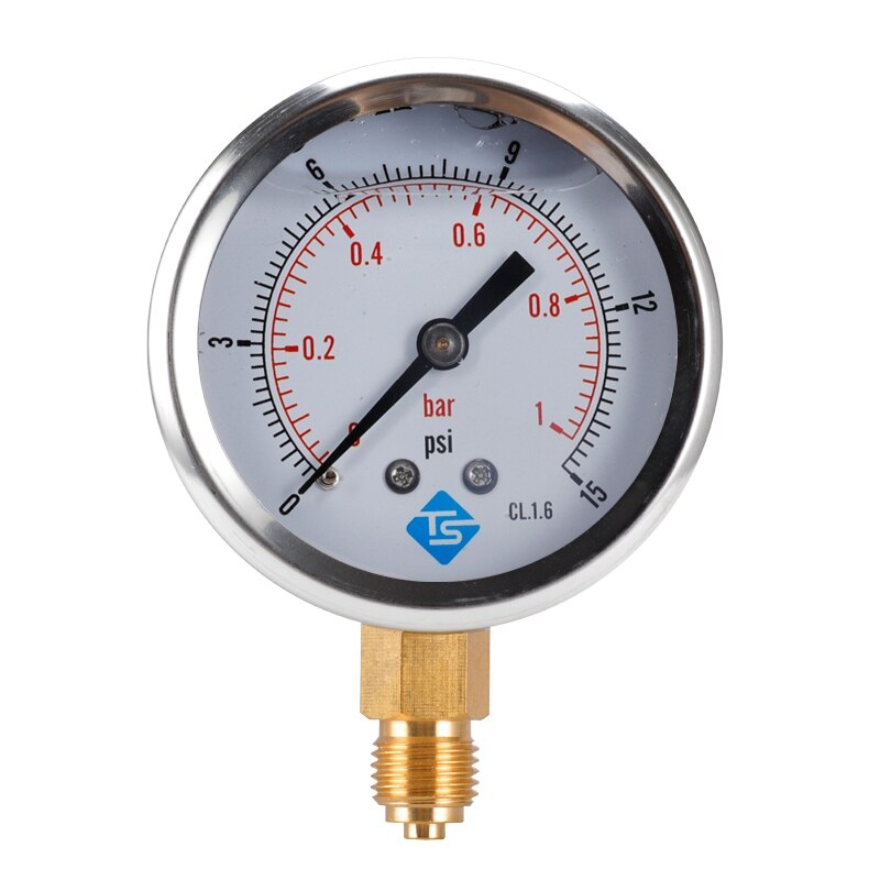 Ts Lage Druk Manometer 0-1Bar 0- 15PSI 1/4 Inch 68Mm Wijzerplaat Hydraulische Water Manometer Meten tool: Default Title