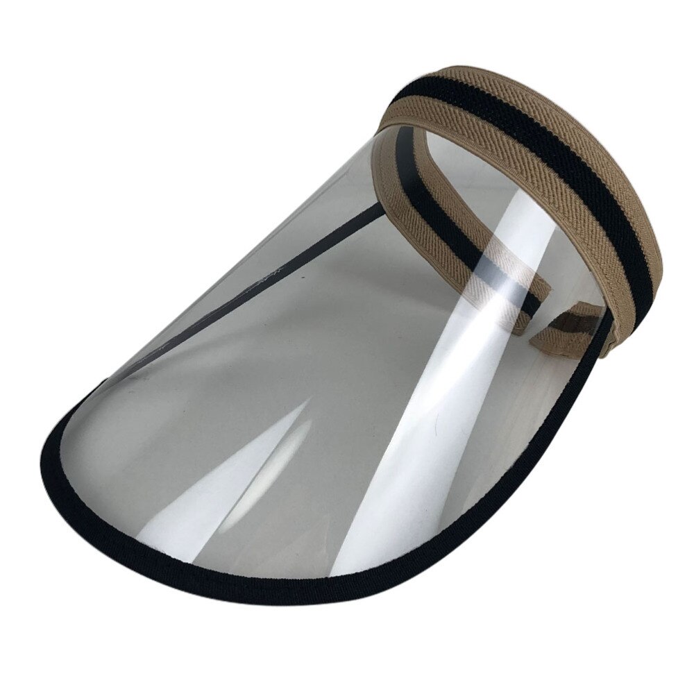 Sombrero vacío caqui a prueba de viento, gorra protectora para exteriores, a prueba de polvo, protección solar, a prueba de aceite, con cubierta facial transparente: Khaki Black