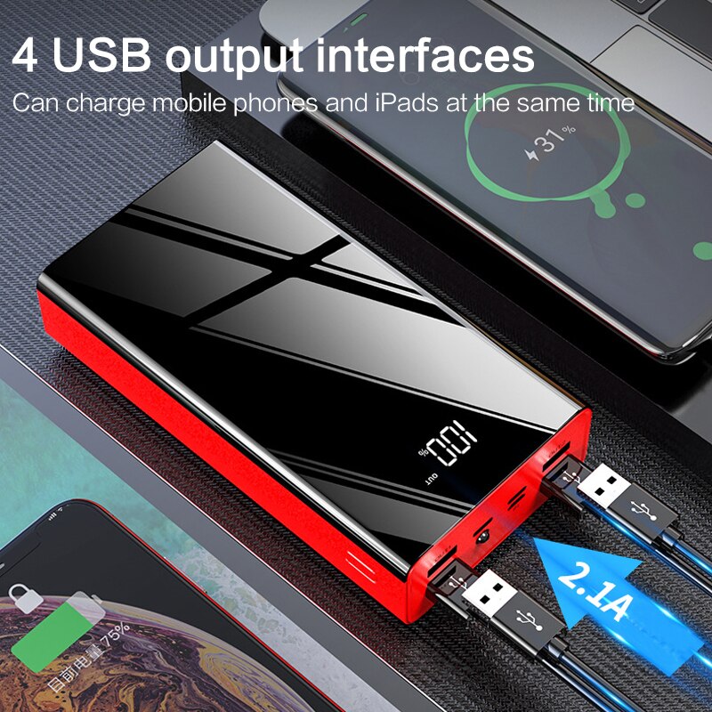 40000mAh Power Bank for Xiaomi Mi Power Bank External Battery Pack 4 USB Fast Charge Poverbank for iPhone 11 Samsung Powerbank