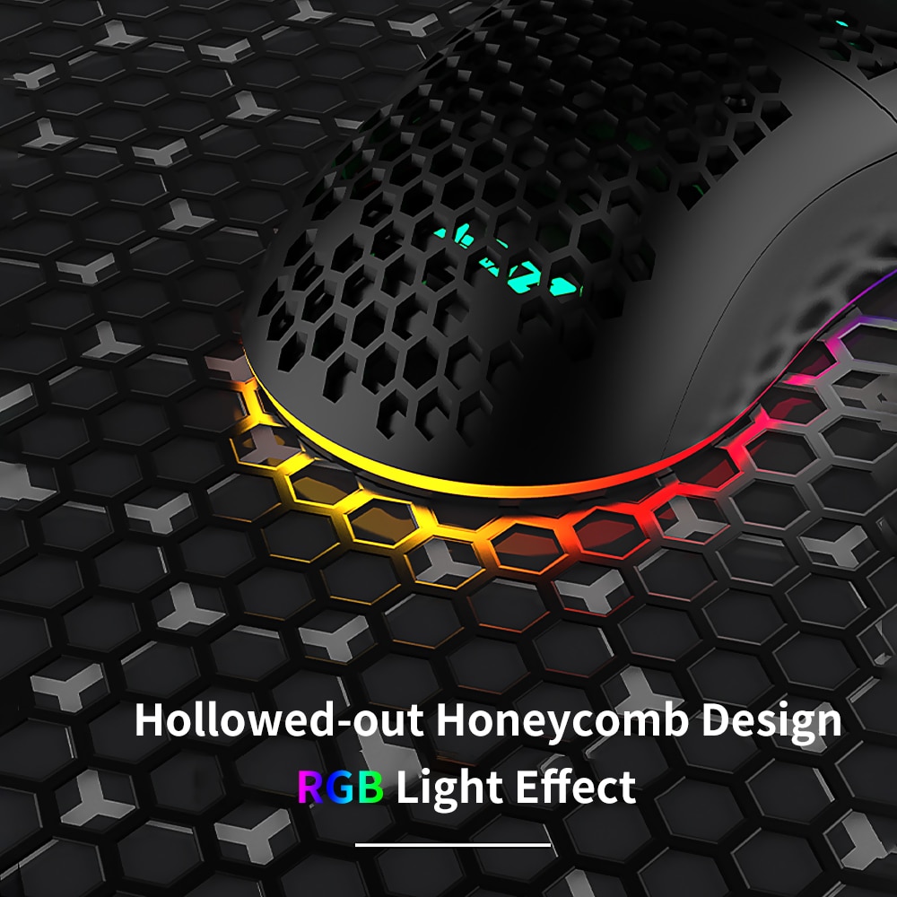 Original Ajazz Gaming Mouse AJ390 USB Wired with 7 Keys Adjustable 16000DPI Ergonomic Hollowed-out Honeycomb White