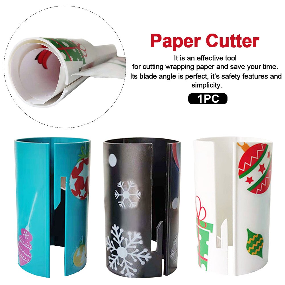 Wrapping Paper Cutter Christmas Safe Packing Roll Manual Office Sliding Trimmer Convenient School Tools Time Saving