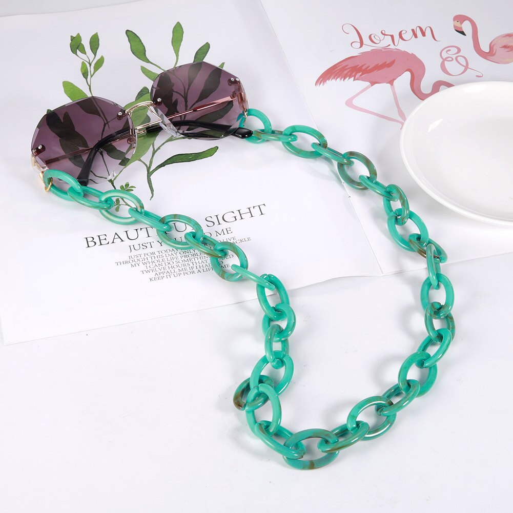 Skyrim bohême large acrylique lunettes de soleil chaîne lanière anti-dérapant lecture lunettes chaînes lunettes cordon cou sangle corde pour les femmes: Green