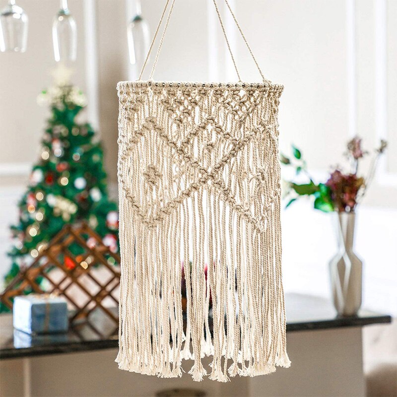 Handgeweven plafondlamp in bohemian stijl, lampenkap voor slaapkamer en badkamer, warm wit