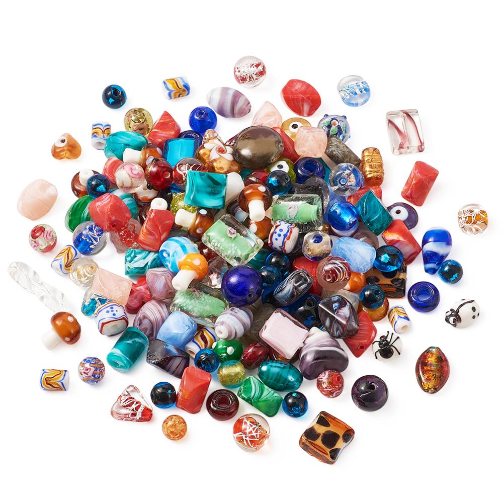 Cuentas de colores mezclados hechas a mano, cuentas de formas surtidas para fabricación de joyas, manualidades, decoración, 4 ~ 20x4 ~ 20mm, F50, 200 unids/lote por caja: Blanco