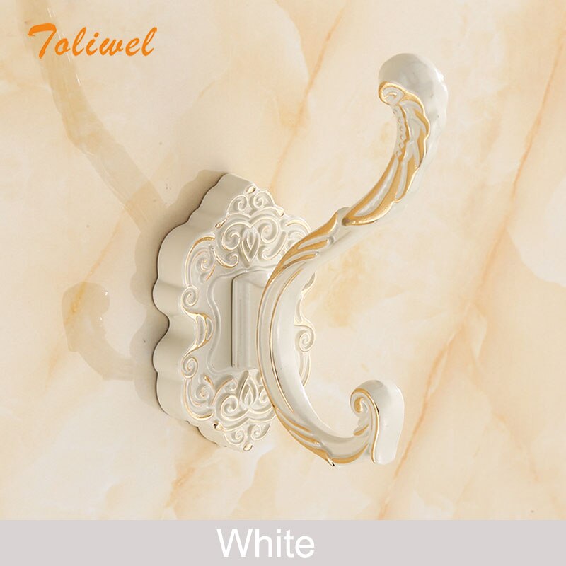 Aluminum Home Decor Nailless Folding Coat Hook Hallway Bedroom Door Hat Clothes Rack Hanger Kitchen Toilet Wall Brack Hooks: White Gold
