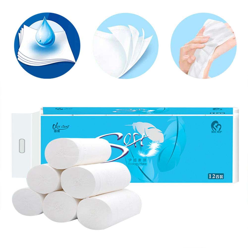 12/24 rollos de papel higiénico para el Hogar, baño suave, tejido de baño, rollo de papel para cocina, 4 capas de papel para el baño